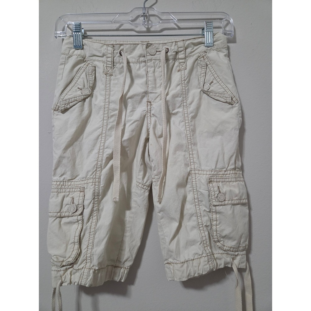 Limited Too Cream Cargo‎ Capri Shorts Drawstring Waist Pockets Girls 10 Reg